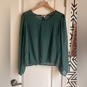 5 / 25 Bundle Deal - Papaya Sheer Green Polka Dot Blouse